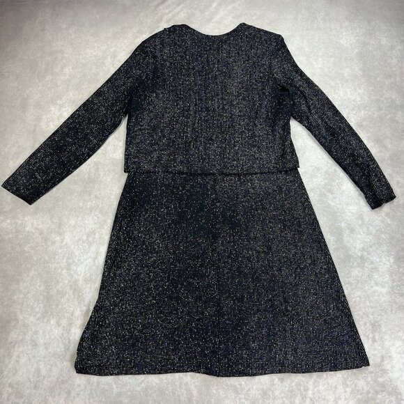 Ronni Nicole by Ouida Black Glitter Knit Tank Dress & Cardigan Twin Set Size 12 - Picture 3 of 12